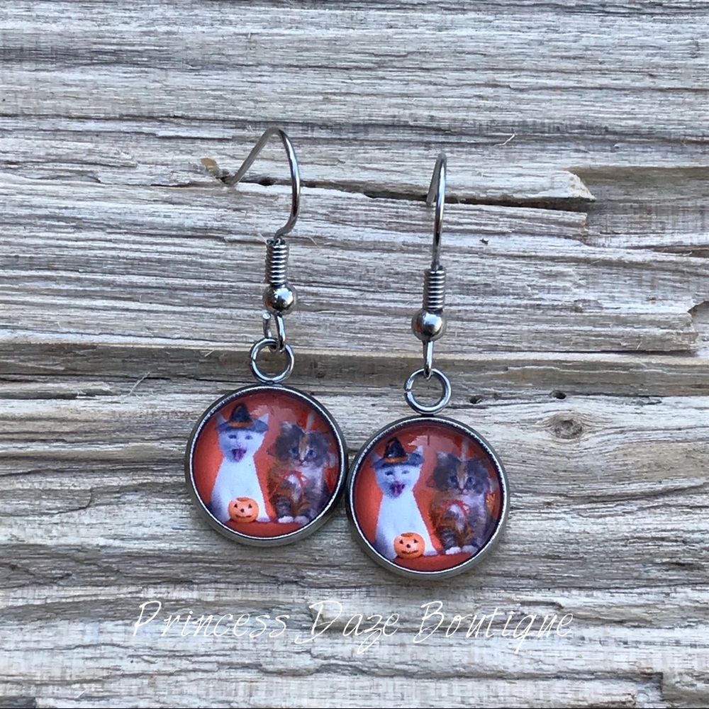Cute Cat Halloween Dangle Earrings